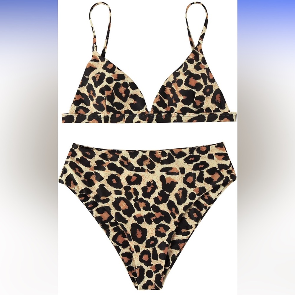 Amazon Leopard Print Bikini - Black and Brown